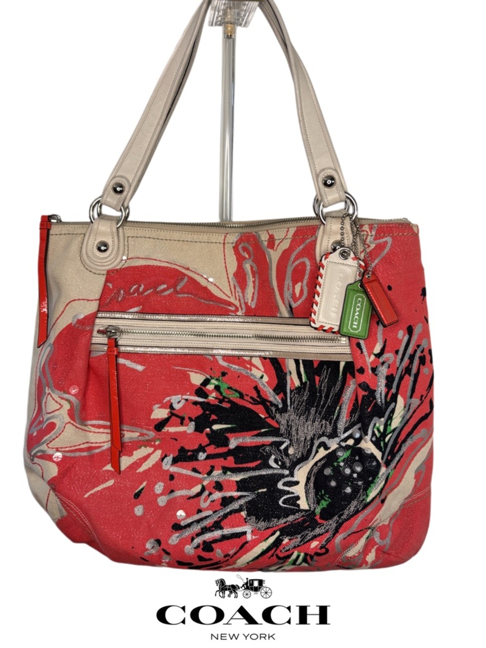 COACH POPPY Signature Coral Placed Flower Glam Limited Edition Tote Bag - Picture 15 of 15